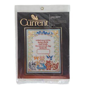 Baby Sampler Kit Needle Craft Forest Friends Current #7134 Made In USA 11" x 14"